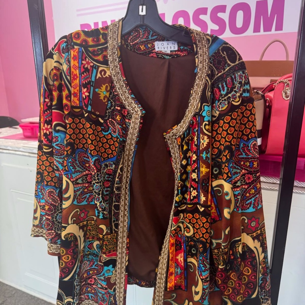 Joan Rivers Paisley Embellished Open Front Jacket